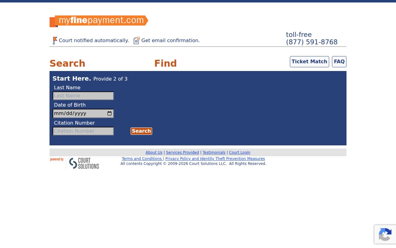 Jefferson County linked court payment service screen